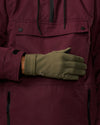 Olive green activity glove with a close-fitting wrist cuff