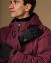 Black activity glove close-up showing its smooth back and small logo