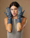 Rosemary Mid-forearm (grey) - Women's lambskin leather gloves with silk lining & touchscreen feature