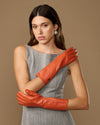 Rosemary Mid-forearm (orange) - Women's lambskin leather gloves with silk lining & touchscreen feature