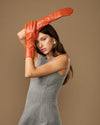 Rosemary Mid-forearm (orange) - Women's lambskin leather gloves with silk lining & touchscreen feature