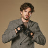 Silvio (black) - Exclusive peccary leather men's driving gloves